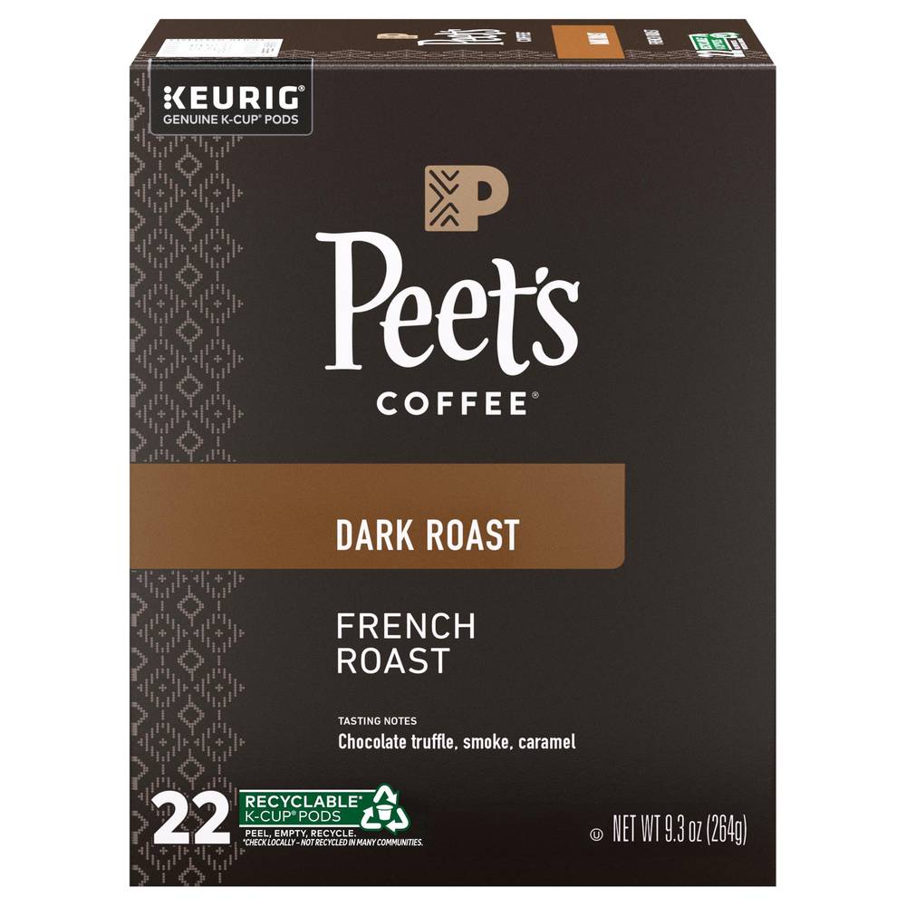 Peet's Coffee & Tea French Roast Dark Roast Coffee K-Cup Pods (9.3 oz)