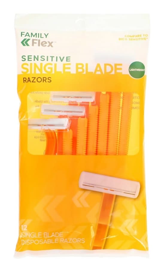 Family Flex Sensitive Single Blade Disposable Razors (12 ct)