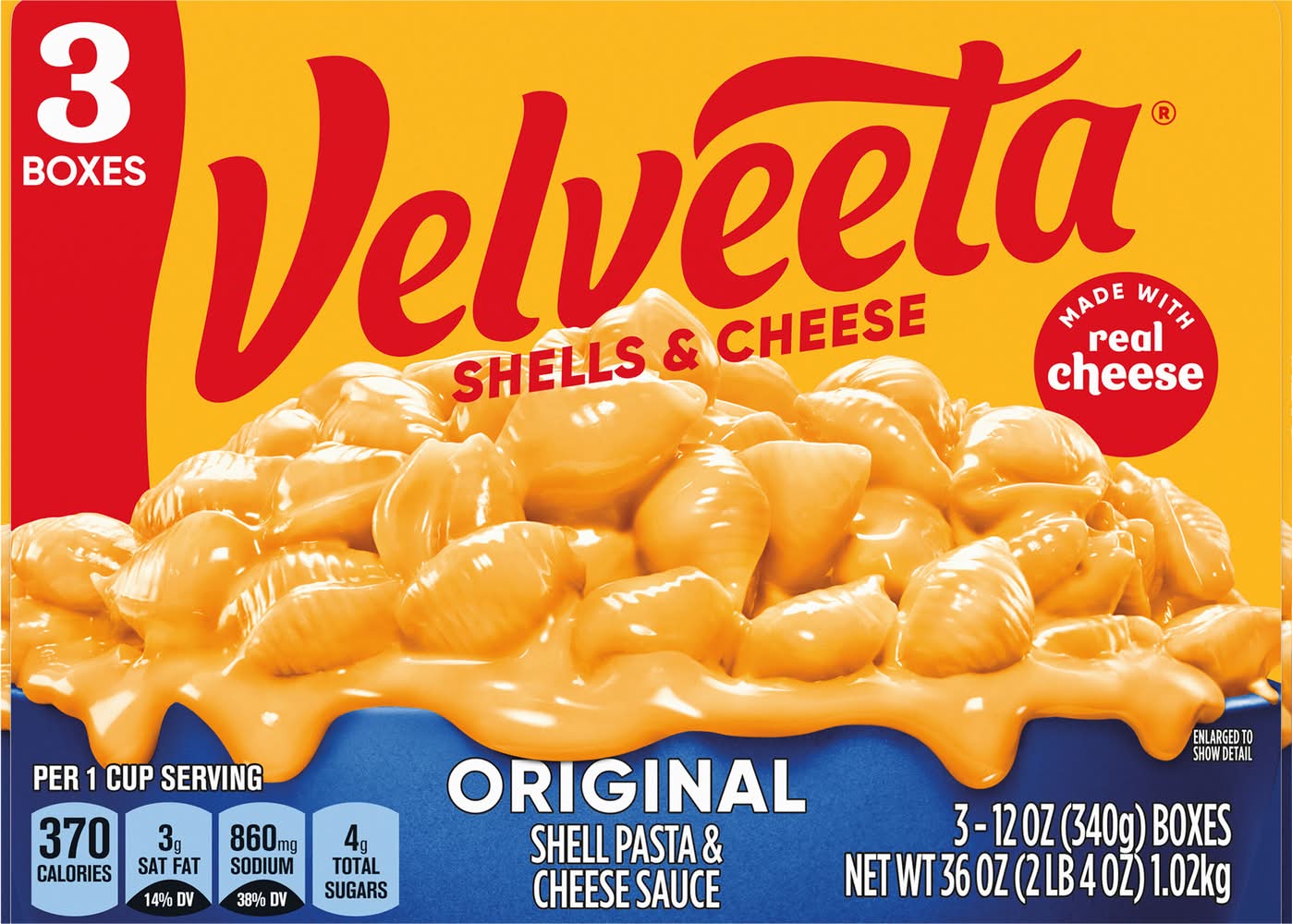 Velveeta Original Shell Pasta & Cheese Sauce (3 x 12 oz)
