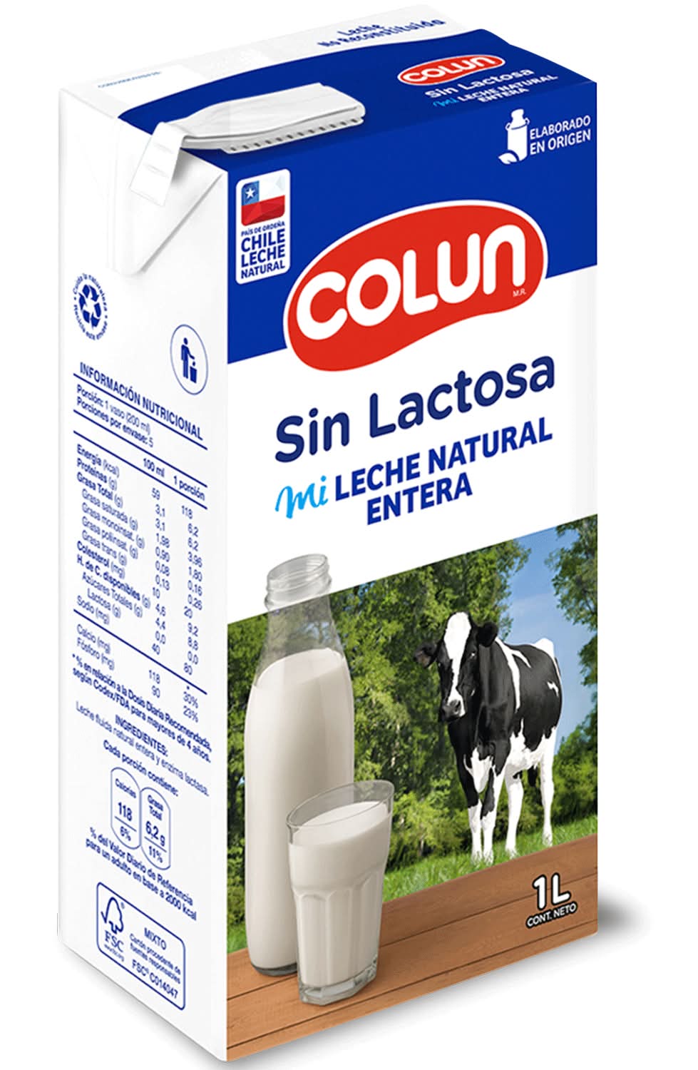 Colun · Leche entera sin lactosa (1 L)