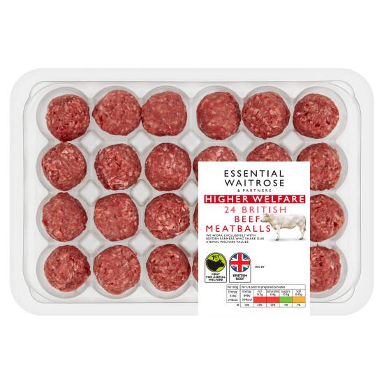 Waitrose & Partners Essential British Beef Meatballs (24ct)