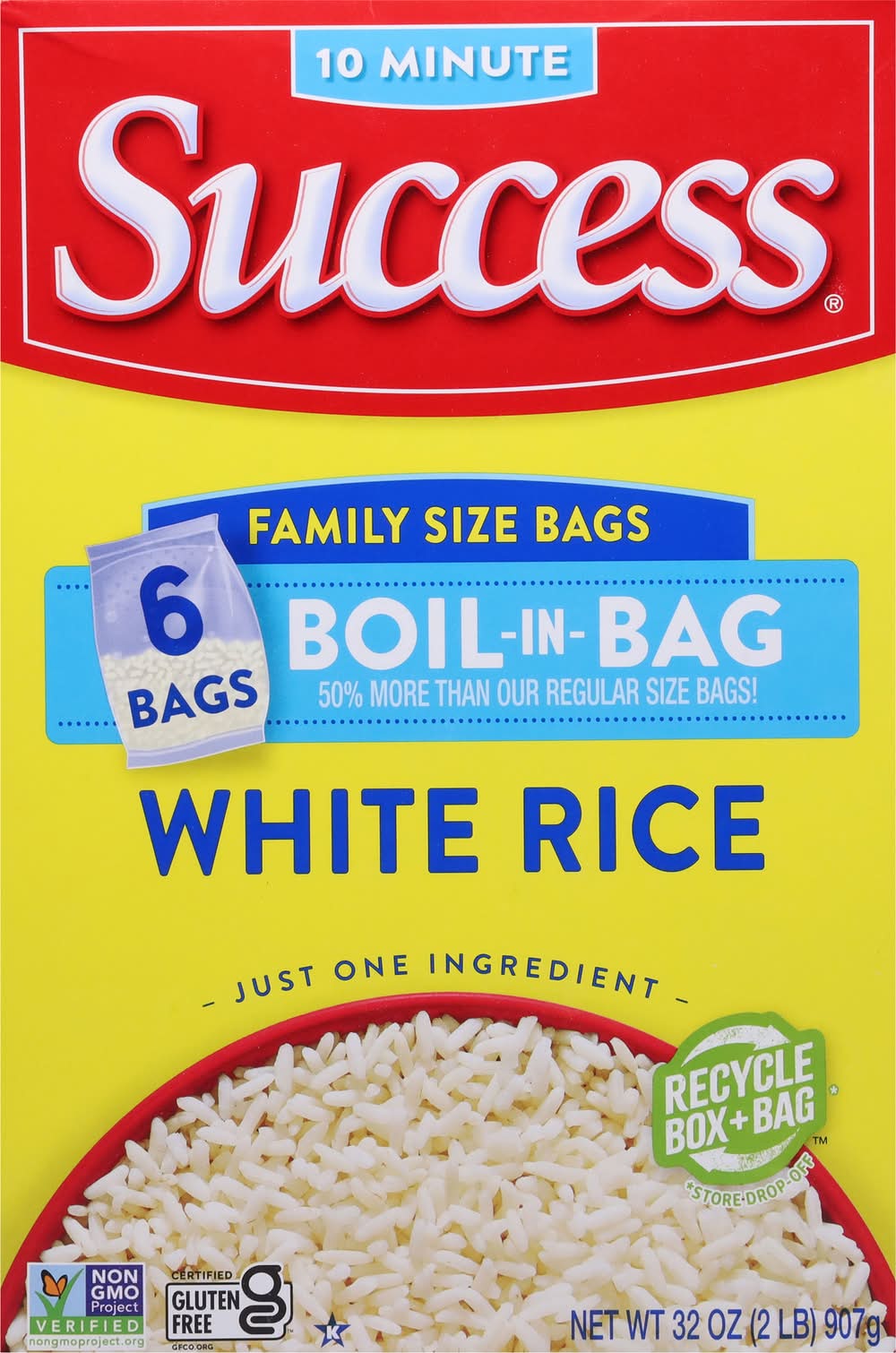 Success Boil-In-Bag White Rice Family Size (32 oz, 6 ct)