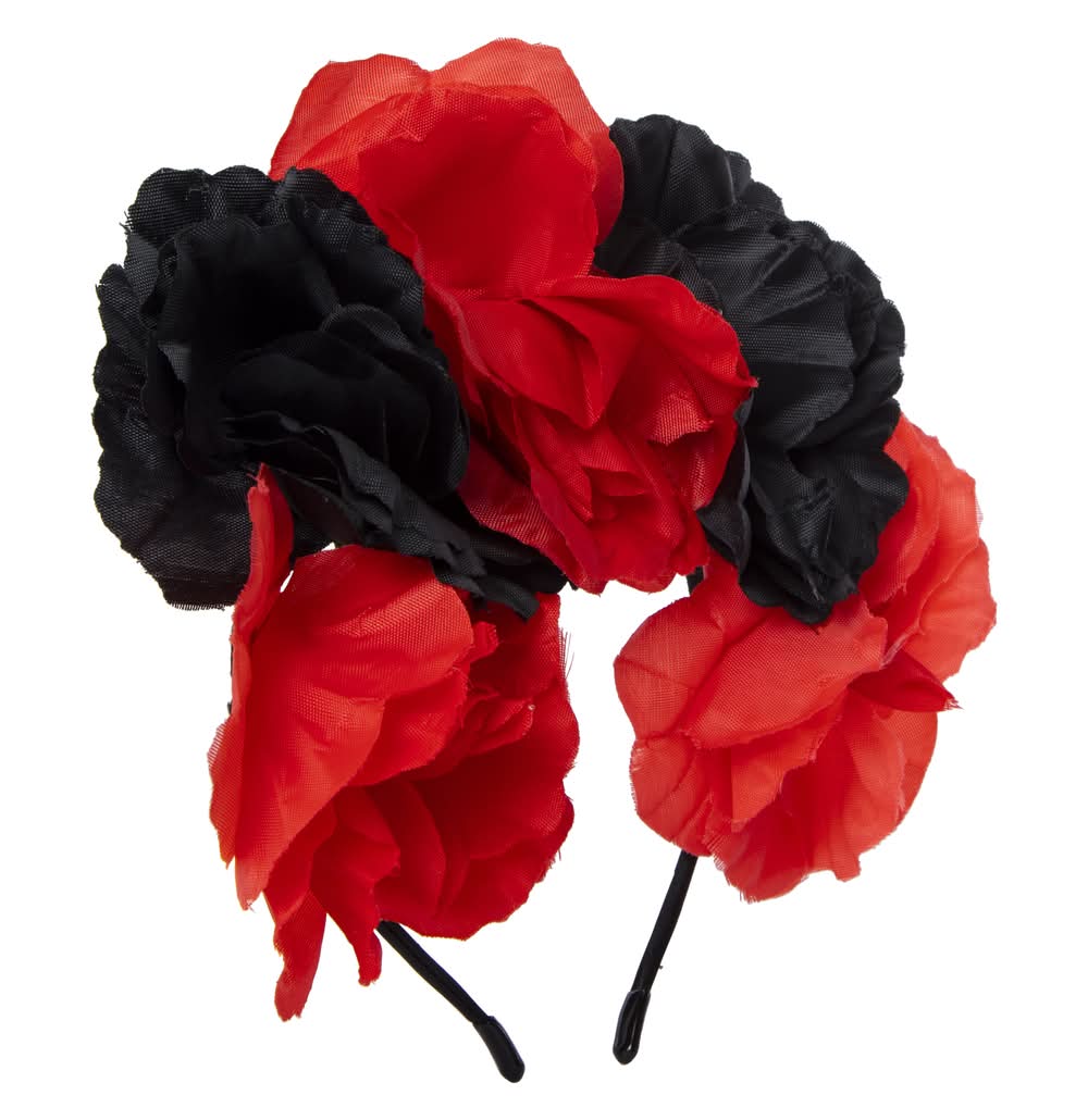 Flower Crown Headband Black Red