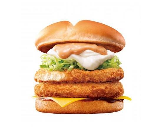 【単品】とろけるチーズのダブルチキンカツバーガー Double Chicken Cutlet Burger with Cheese Sauce