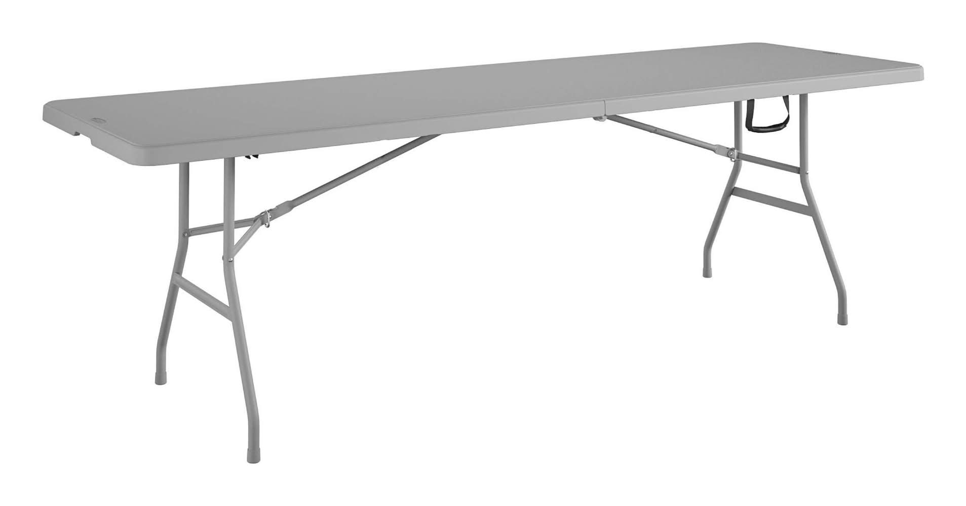 Cosco 8-ft x 2.6-ft Gray Fold-in-Half Resin Rectangle Indoor/Outdoor Folding Banquet Table 8 -Person