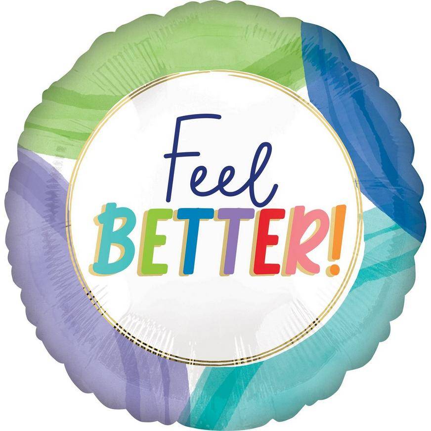 Uninflated Cutout Collage Feel Better Foil Balloon, 28in
