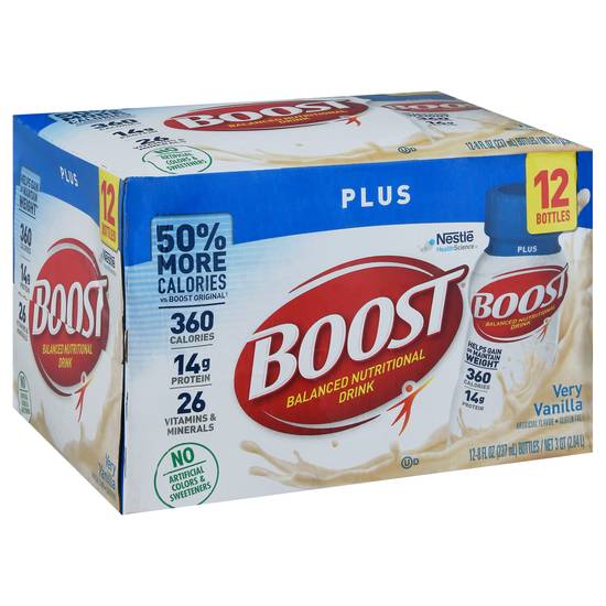 Boost Plus Very Vanilla Nutritional Drink (12 ct, 8 fl oz)