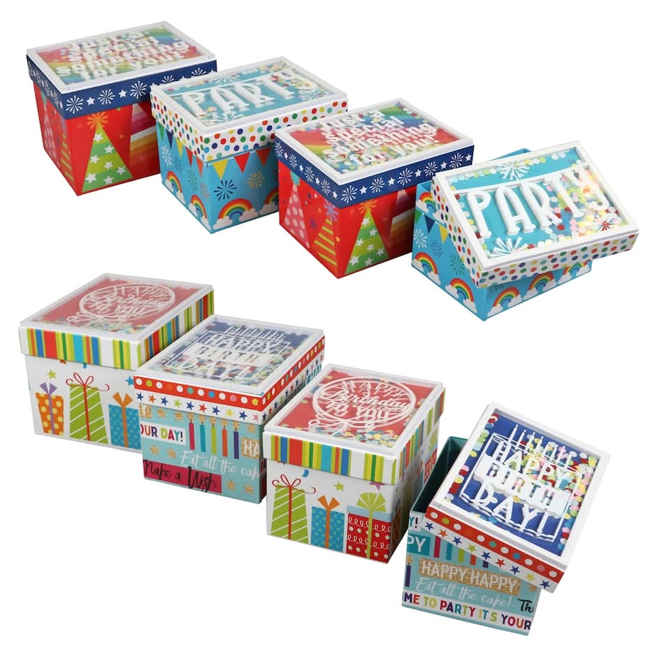 Voila Holiday Celebration Themed Nesting Gift Boxes (8 ct)