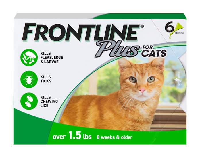 FRONTLINE Plus Flea & Tick Spot Treatment for Cat & Kitten (Green), Count of 6