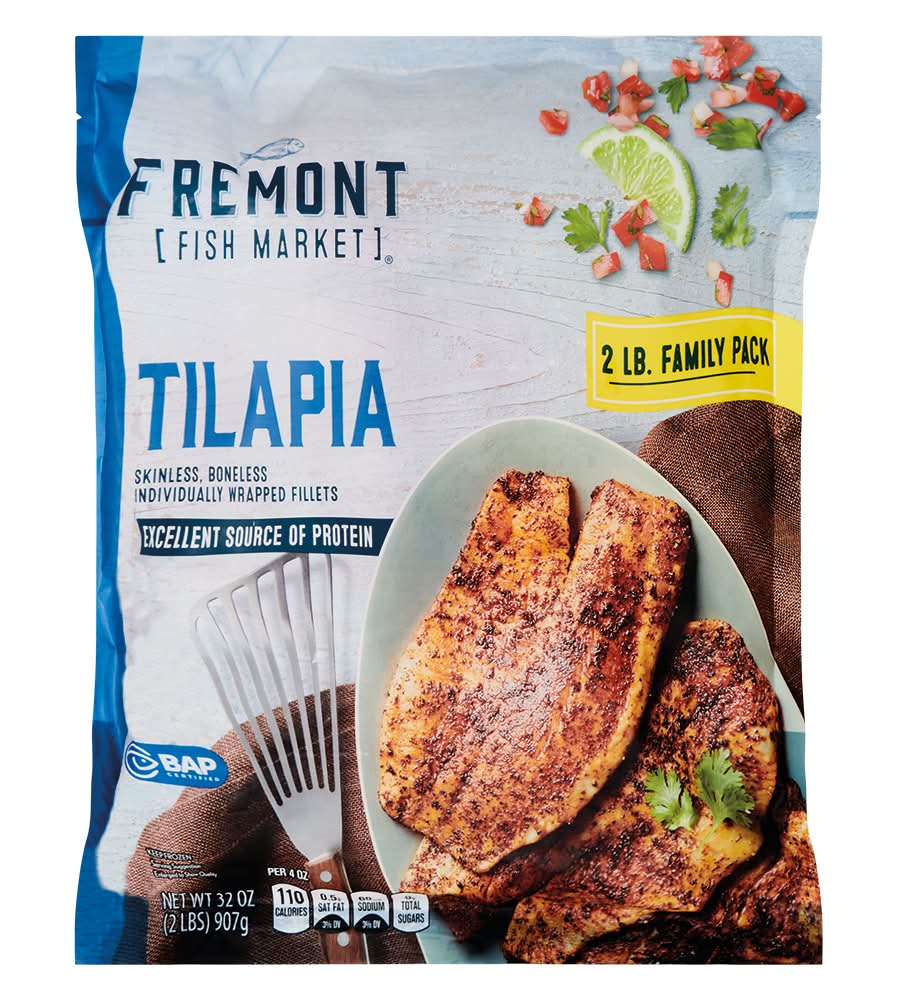 Fremont Fish Market Skinless & Boneless Tilapia Fillets Family pack (32 oz)