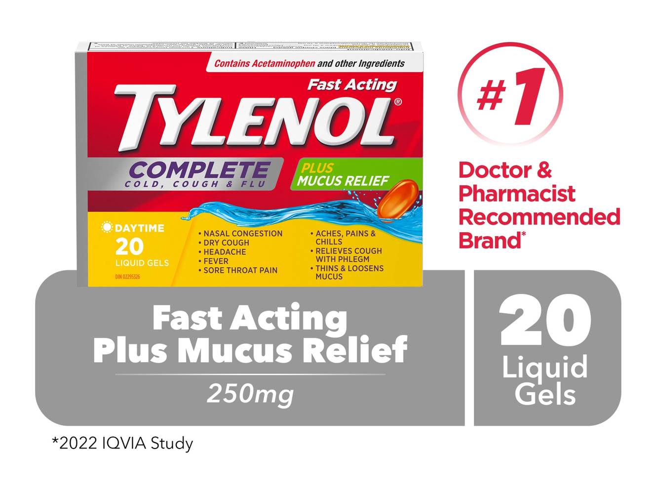 Tylenol Complete Cough, Cold & Flu Liquid Gels (20 g)