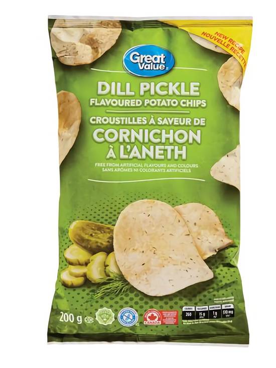 Great Value Dill Pickle Flavoured Potato Chips (200 g)