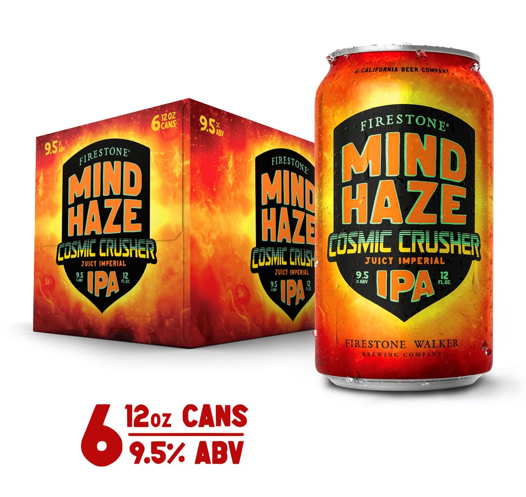 Firestone Walker Brewing Company Mind Haze Juicy Imperial Ipa Beer, Cosmic Crusher (6 x 12 fl oz)