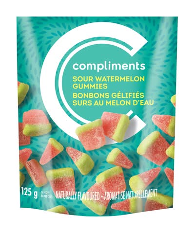 Compliments Bonbons Gélifiés Surs Au Melon D'Eau 125 G / Compliments Gummies Sour Watermelon Slices 125 g