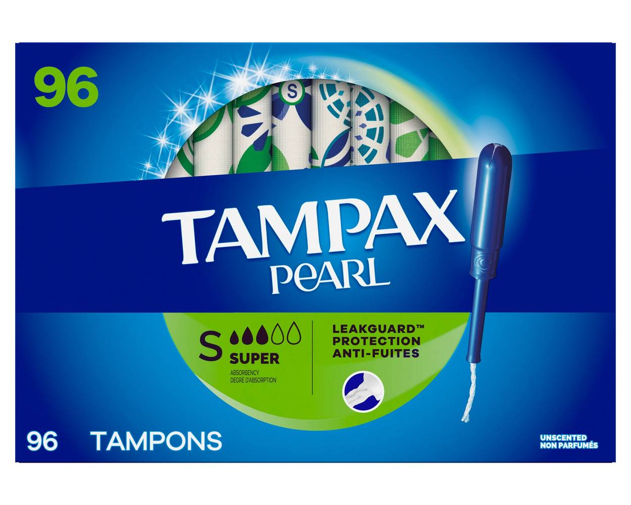 Tampax - Tampons Pearl, Super, 96 Serviettes / Tampax Pearl Super Tampons, 96 Count
