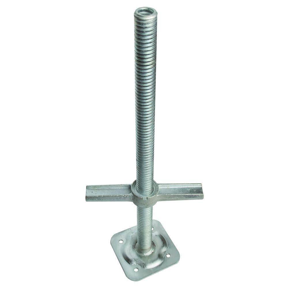 Metaltech 24 In. Adjustable Leveling Jack In Galvanized Steel With Base Plate For Scaffolding Frames