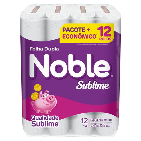 Noble papel higiênico de folha dupla (12 unidades)