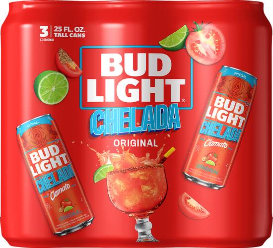 Bud Light Chelada Original With Clamato (3 ct, 25 fl oz)