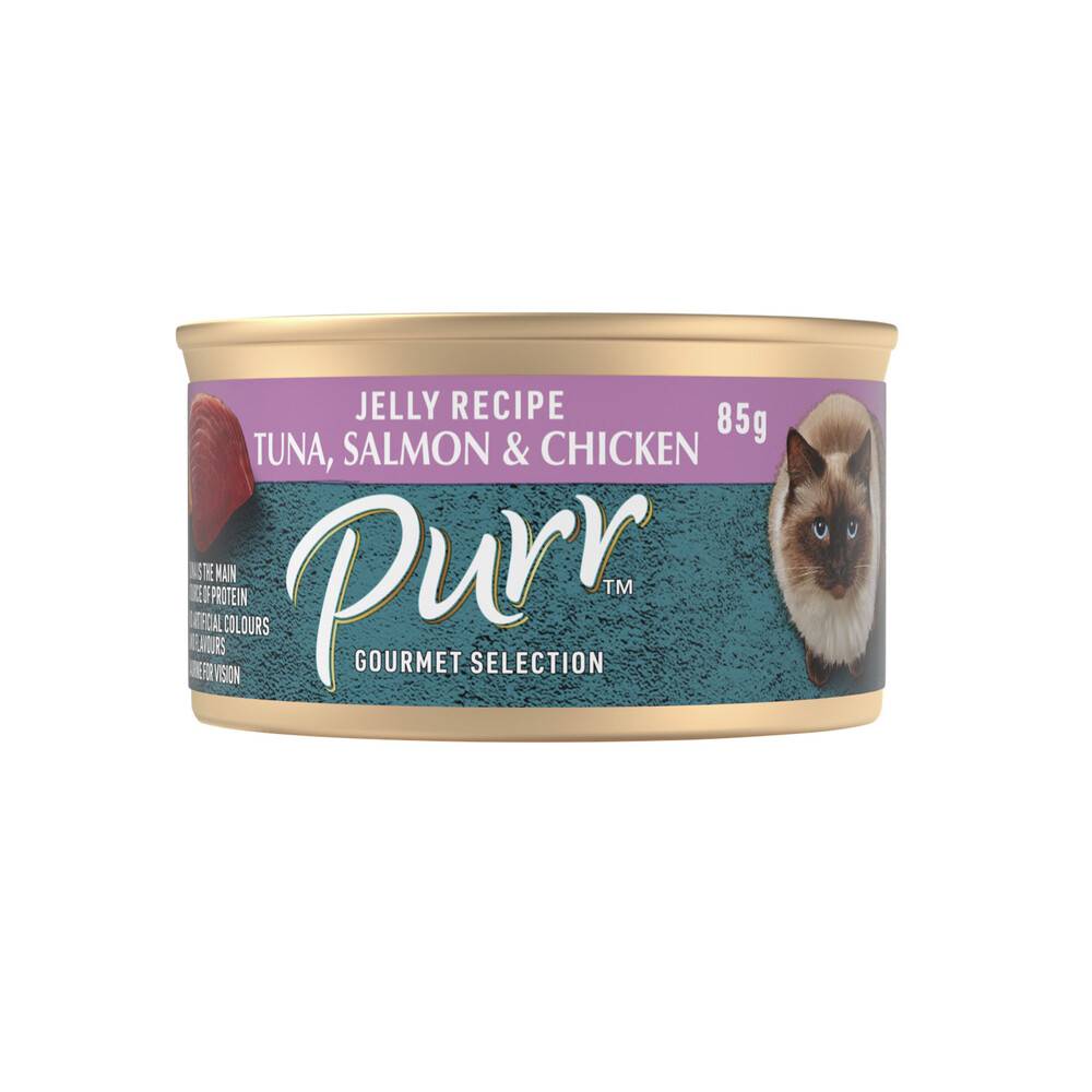 Purr Tasty Tuna Salmon & Chicken in Jelly Cat Food 85g
