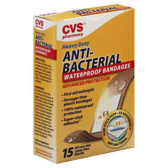 Cvs Heavy Duty Waterproof Anti-Bacterial Bandages (25 mm*82.5 mm)