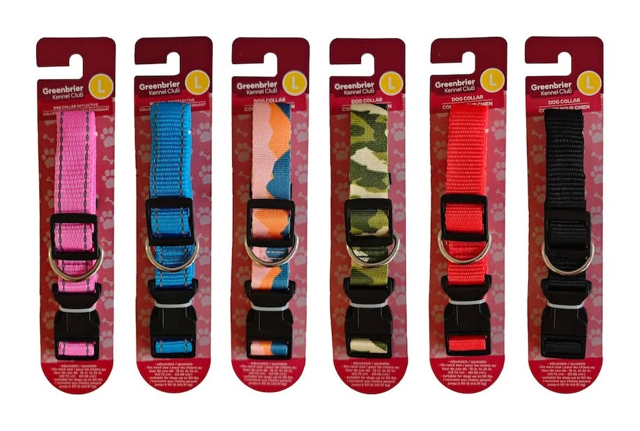 Greenbrier Kennel Club Adjustable Dog Collars, Large, Assorted