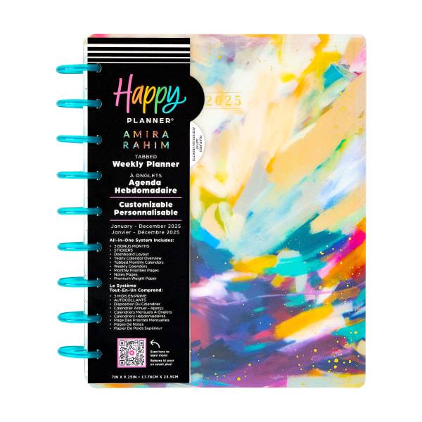 2025 Happy Planner Monthly/Weekly Classic Planner, 7" x 9-1/4", Bright & Brushy, January 2025 To December 2025, PPCD12-559