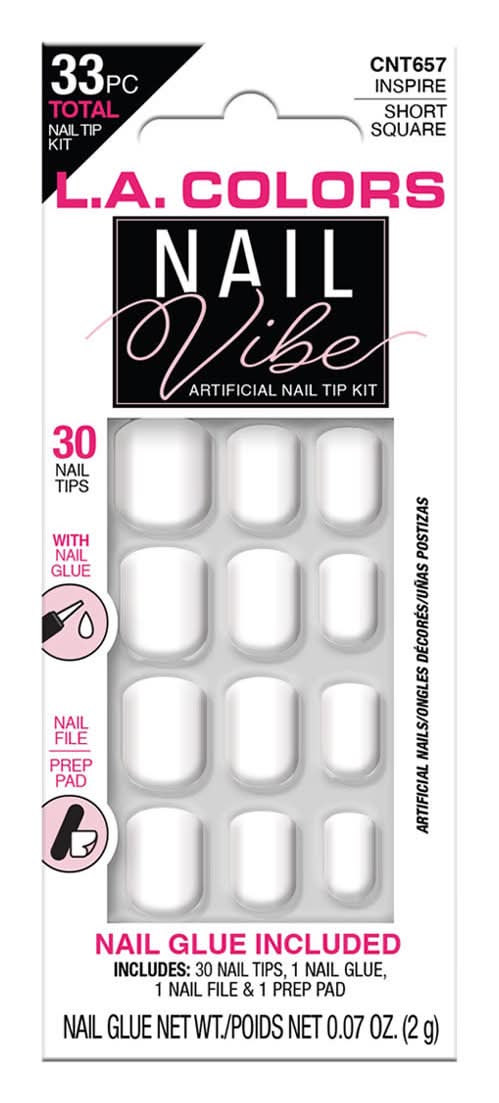 L.A. Colors Artificial Nail Tip Kit, White (0.07 oz, 33 ct)
