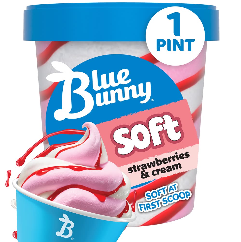 Blue Bunny Soft Twist Frozen Dessert Ice Cream, Strawberries & Cream (1 pint)