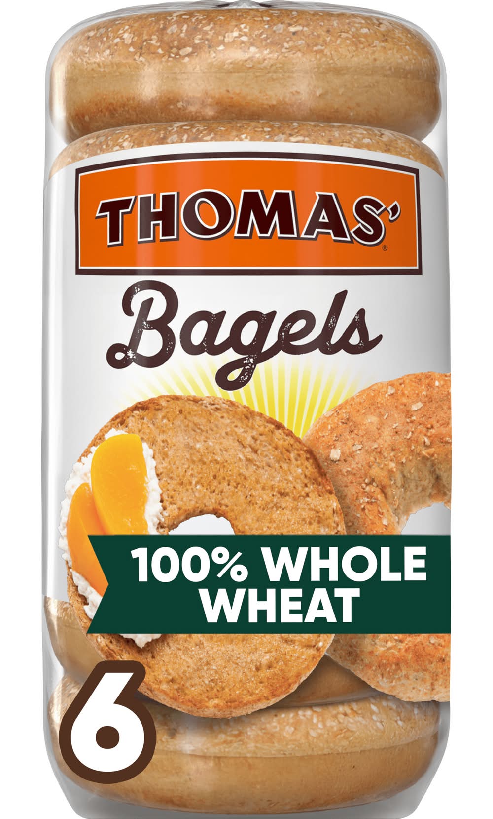 Thomas 100% Whole Wheat Bagels (18 oz, 6 ct)