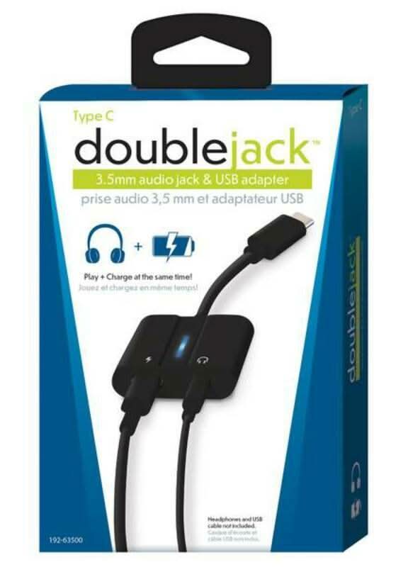 Double Jack Type C 3.5mm Audio Jack & USB Adapter