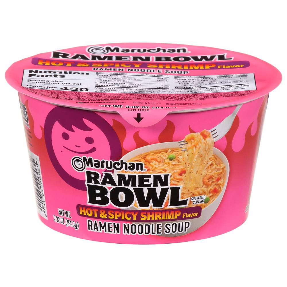 Maruchan Hot & Spicy Shrimp Ramen Bowl Noodle Soup (3.32 oz)