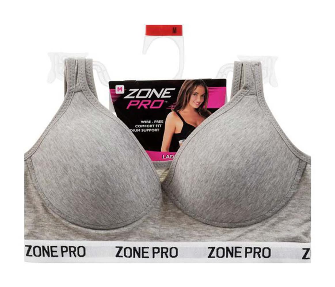 Zone Pro Sports Bra - Heather Grey M
