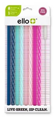 Ello Plastic Straws Set (8 ct)