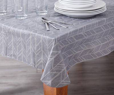 Gray Herringbone Peva Tablecloth, (60" x 102")