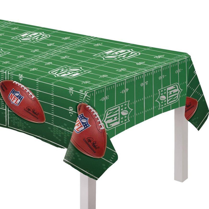 Party City Silver Logo Nfl Drive Plastic Table Cover, 54in x 96in