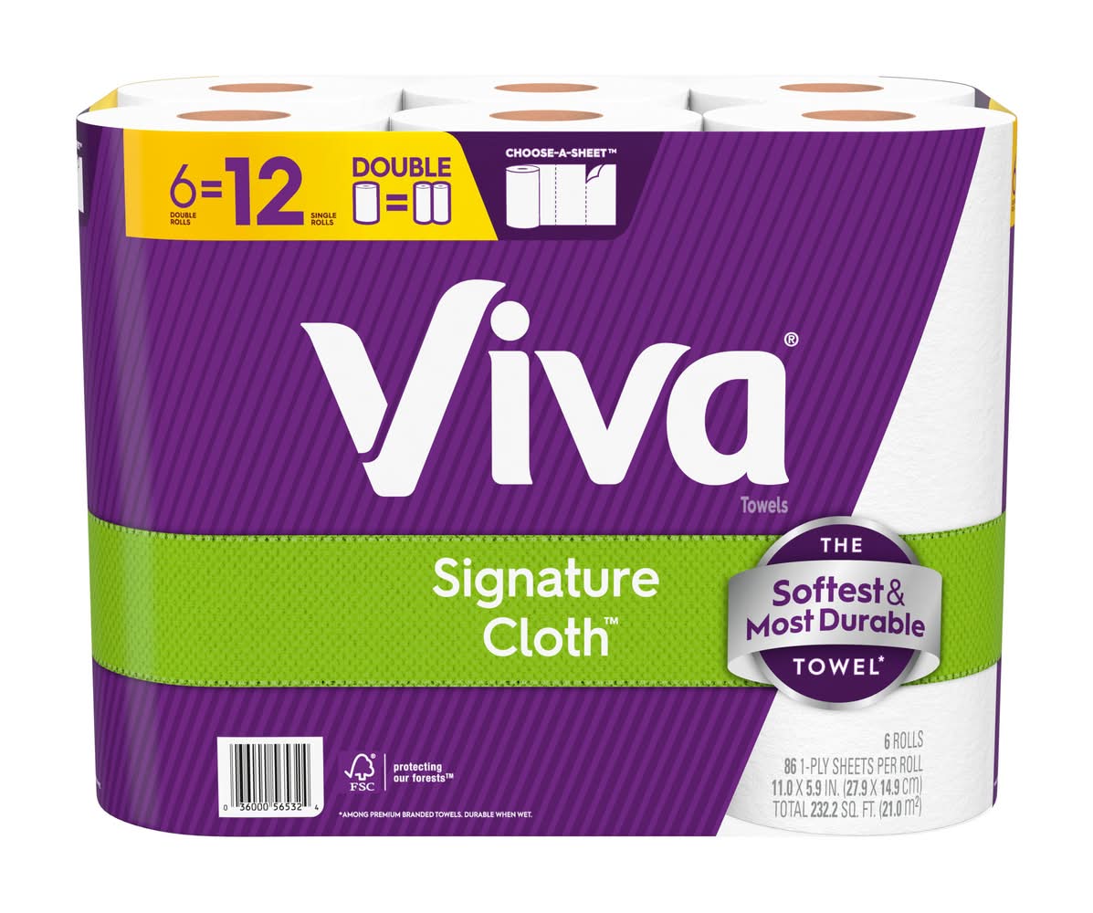 Viva Choose-A-Sheet Signature Cloth Paper Towel Double Rolls, 11.0x5.9 in (6 ct)