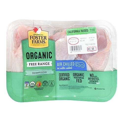 Foster Farms · Organic Free Range Chicken Drumsticks (approx 1.5 lbs)