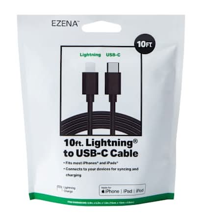 Ezena™ Lighting® To USB-C Cable 120in Black