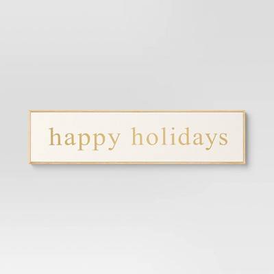 10"x40" Happy Holidays Framed Canvas Wall Art - Threshold™