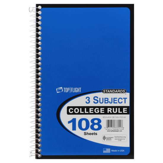 Top Flight 3 Subject College Ruled Notebook (108 ct)