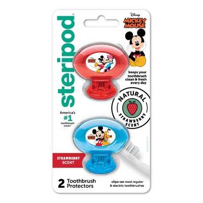 Steripod Mickey Kids' Clip-On Toothbrush Cover, Strawberry (1.12 oz, 2 ct)