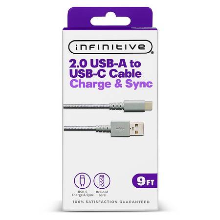 Infinitive Usb a To C Braided Cable, 9 ft