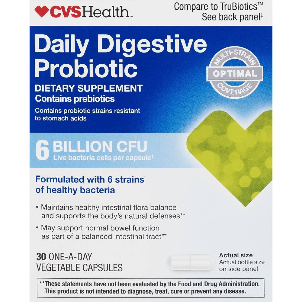CVS Health Daily Digestive Probiotic Capsules, 30 CT