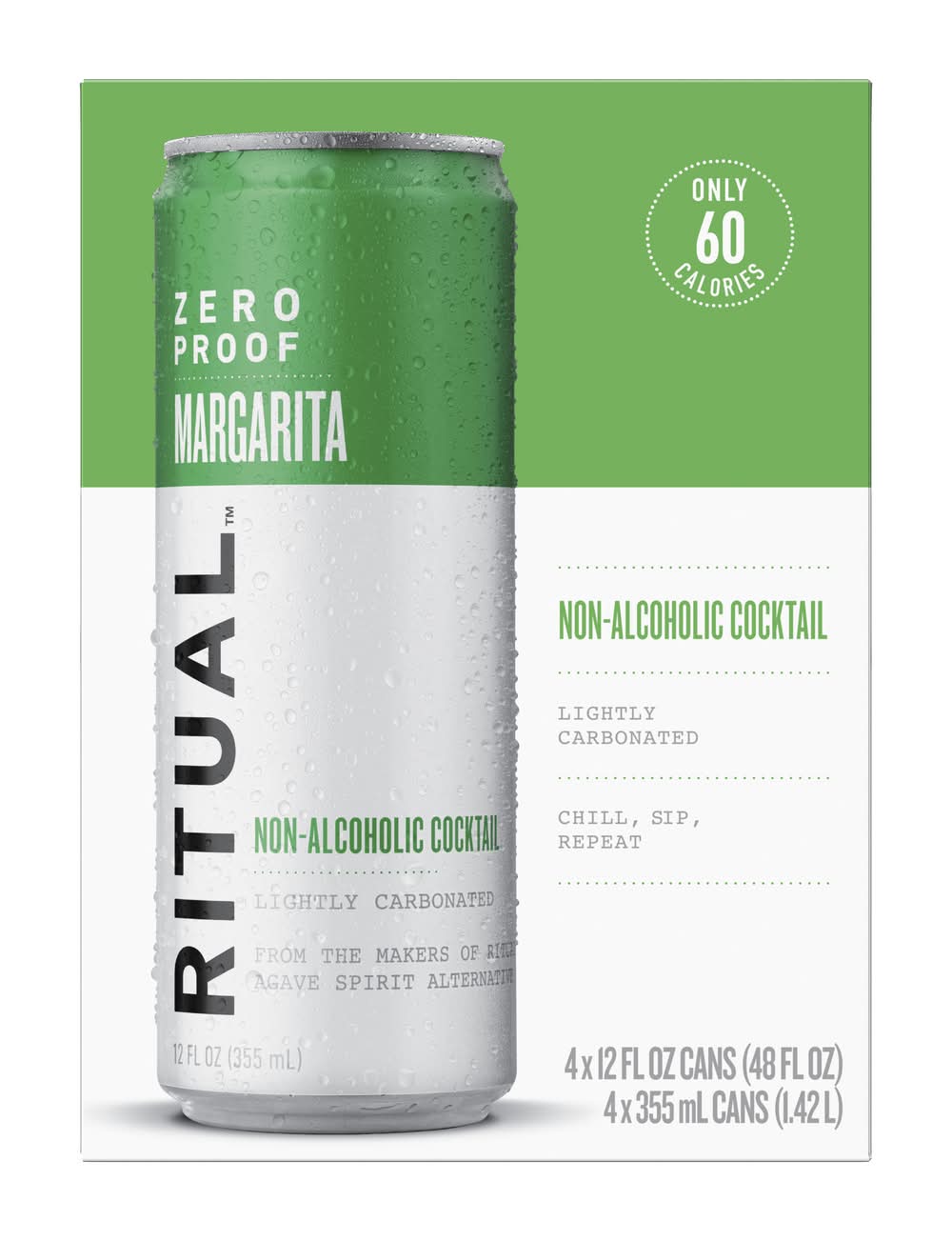 Ritual Non Alcoholic Cocktail, Margarita (4 x 12 fl oz)