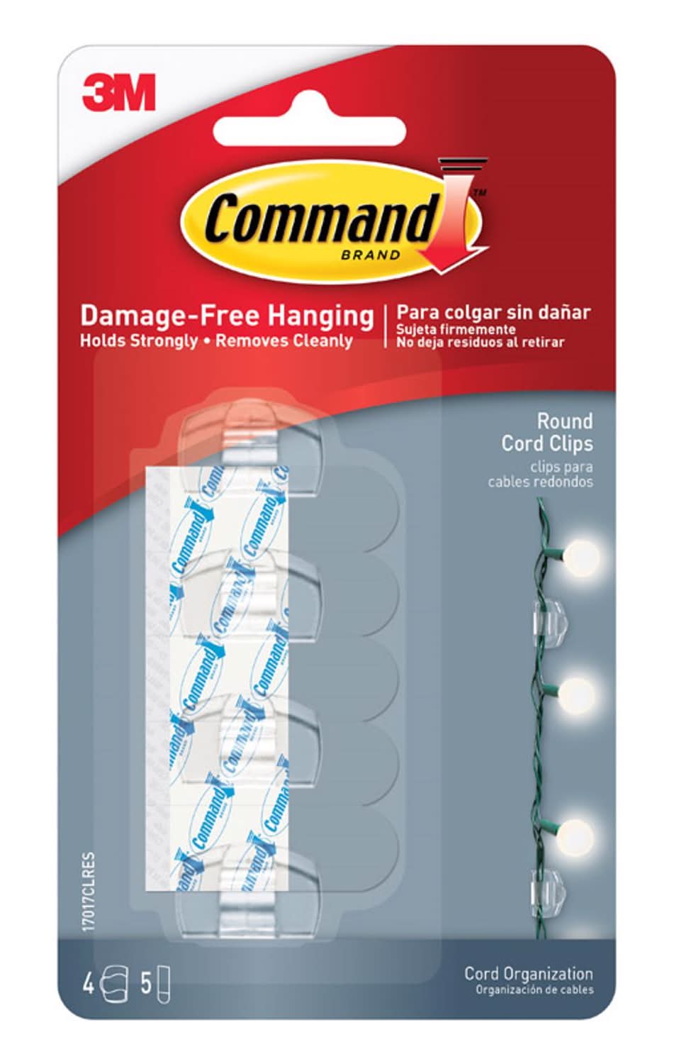 3M Command Small Plastic Cord Clips 1.25 In. L 4 Pk