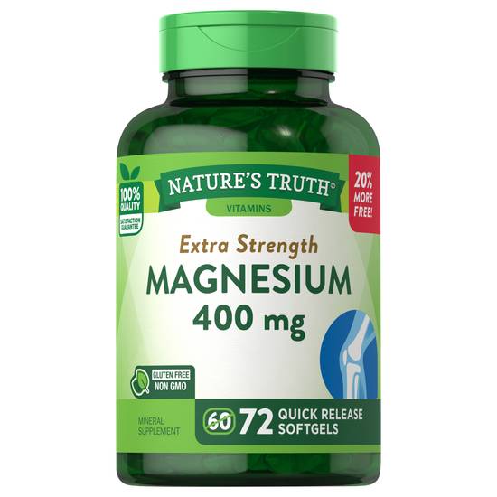 Nature's Truth Extra Strength Magnesium 400 mg Gluten Free (72 softgels)