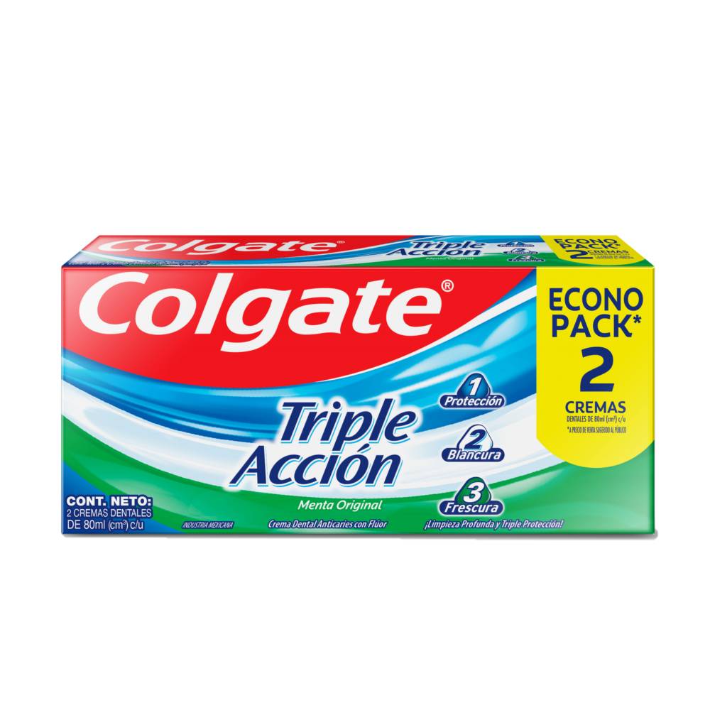 Colgate crema dental triple acción (pack 2 x 80 ml)