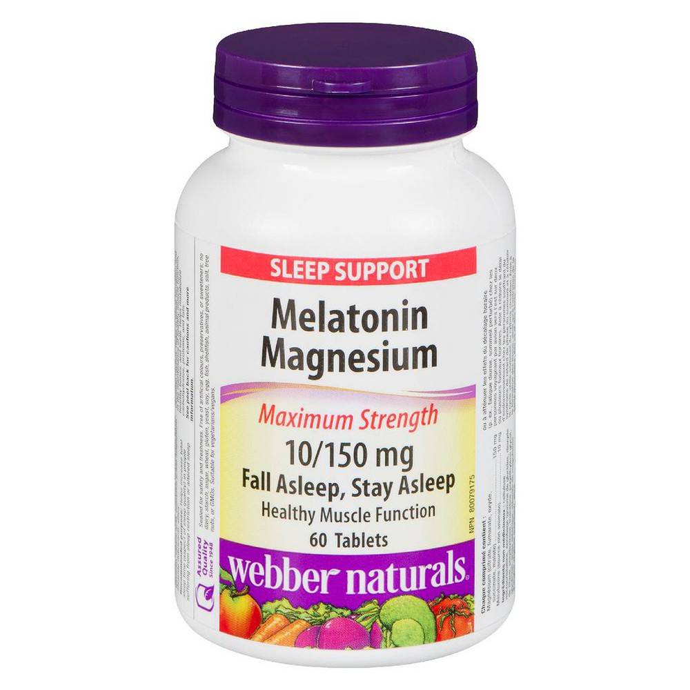 Webber Naturals Melatoninmagnesium Maximum Strength 10/150 mg 60 Tablets (100 g)