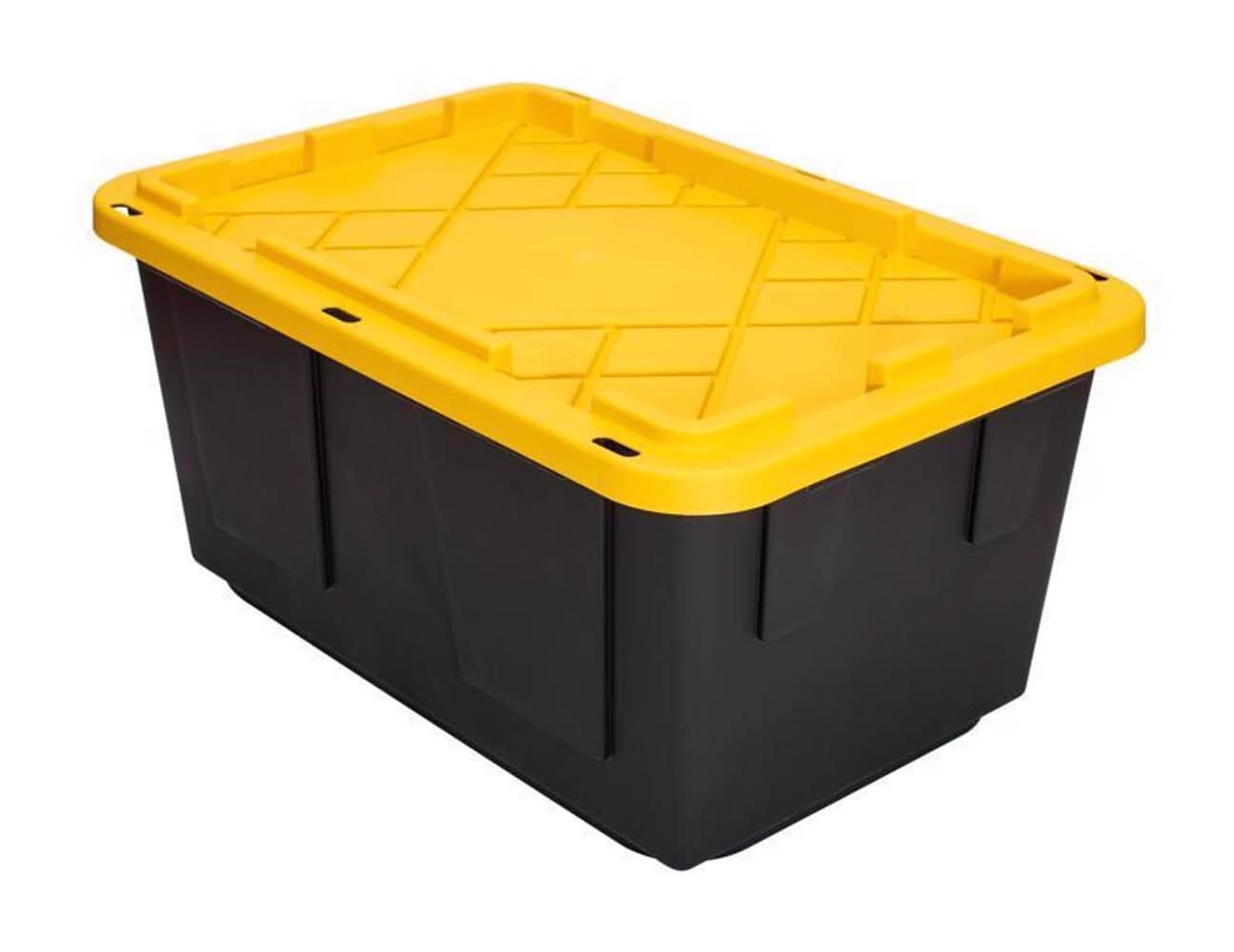 Greenmade 27 Gal Black/Yellow Snap Lock Storage Box 14.7 In. H X 20.4 In. W X 30.4 In. D Stackable