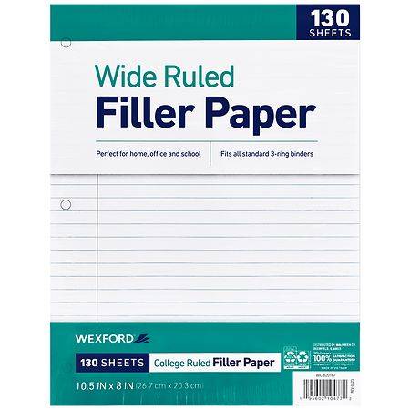 Wexford Filler Paper Wide Ruled - 130.0 ea